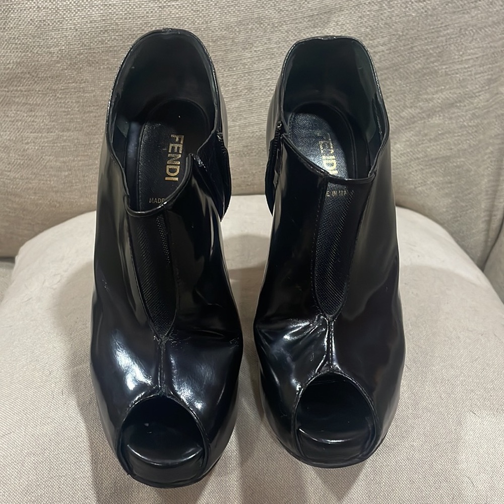 Black Fendi Peep Toe Pumps